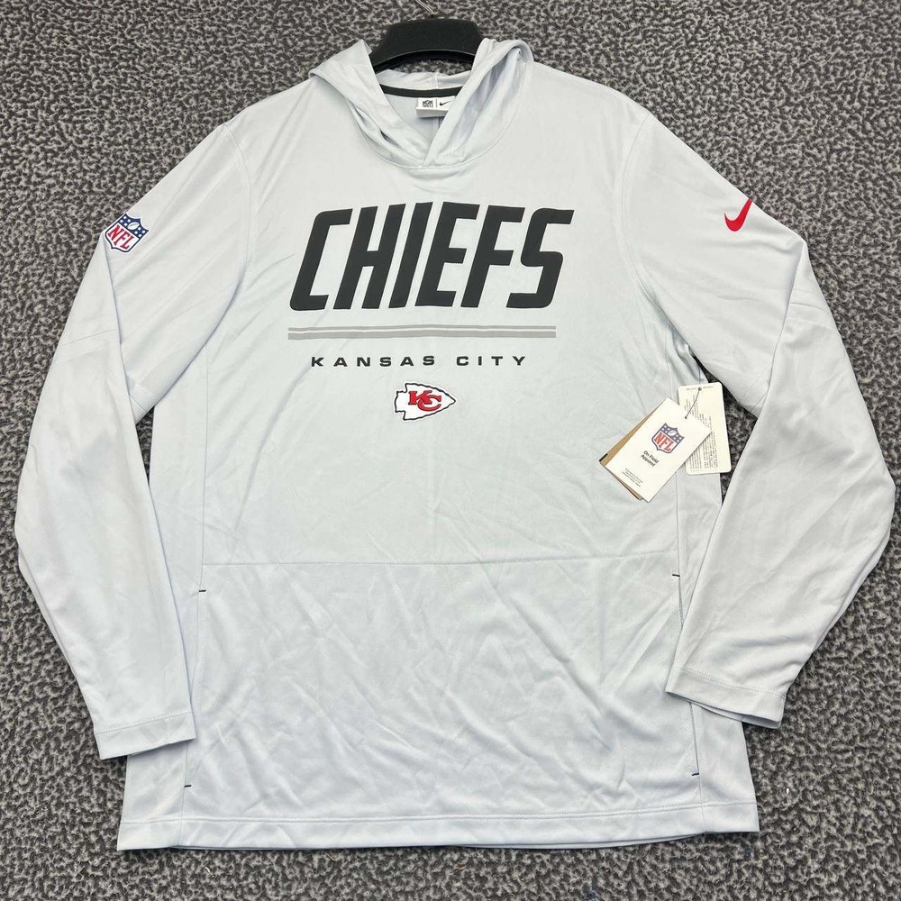 Nike Kansas City Chiefs NFL Dri-FIT Hoodie Men Large Gray Pullover New L